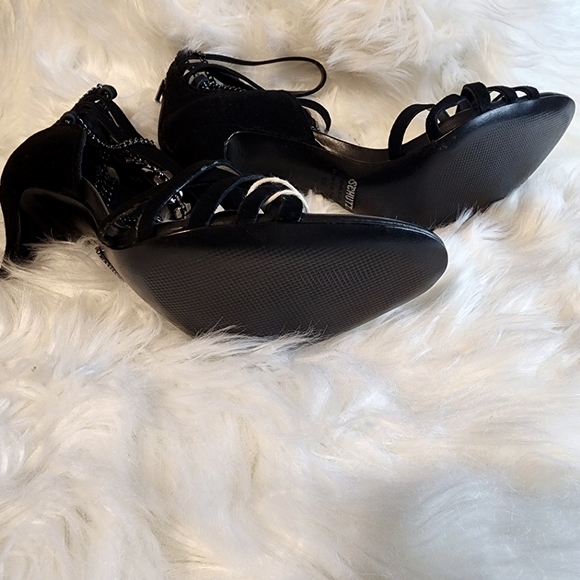 Schutz Black Suede Chained Heels - Picture 3 of 3